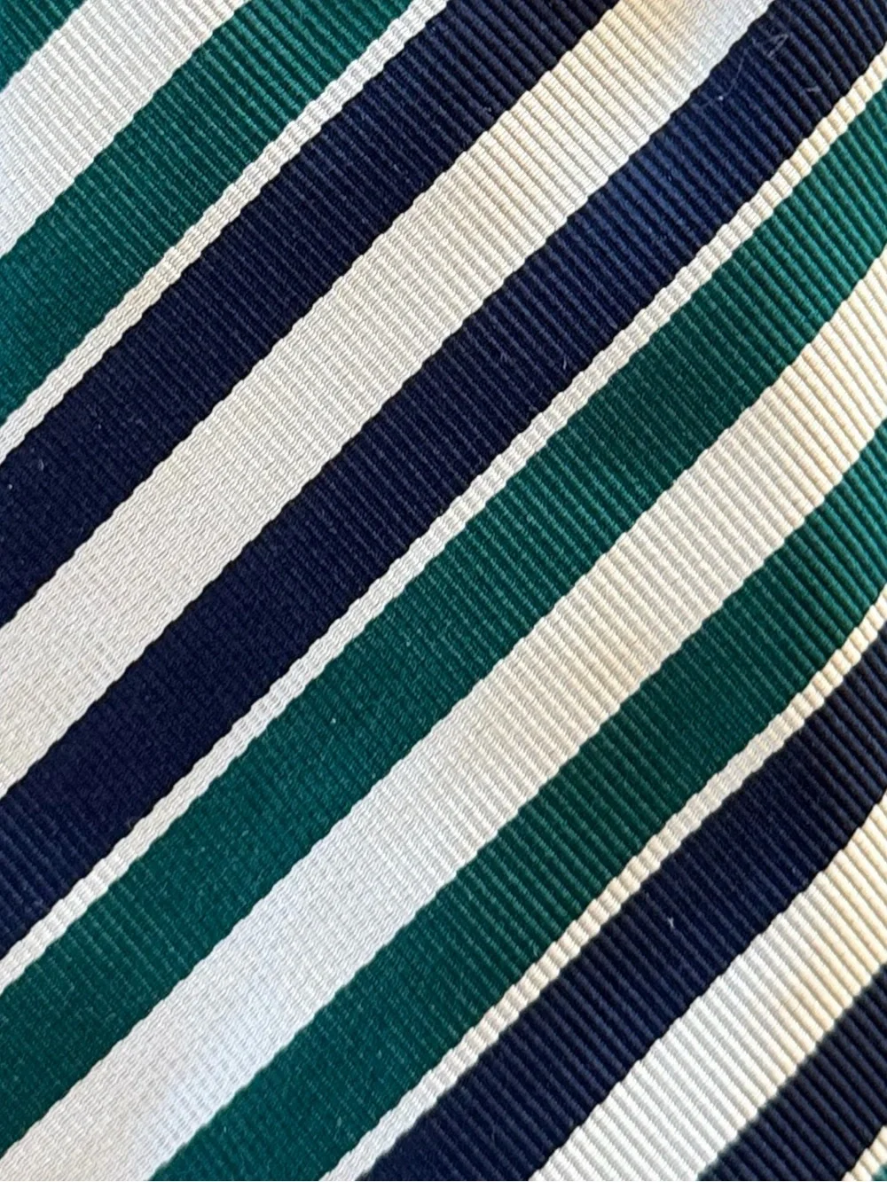 Drakes Striped Teal, Navy & White Men's Tie